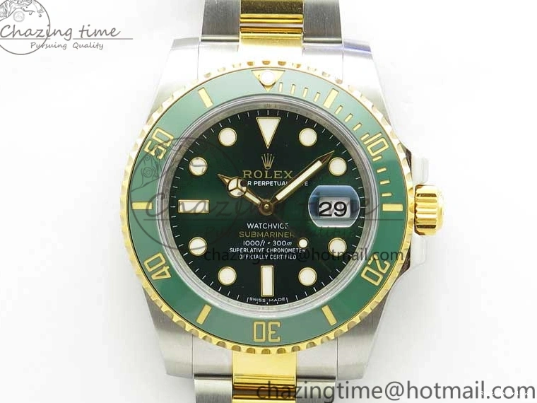 0218 Submariner 116613 LV VRF Best Edition YG Wrapped Bezel Green Dial on SS YG Bracelet A2836 MAX Version Compact 2920